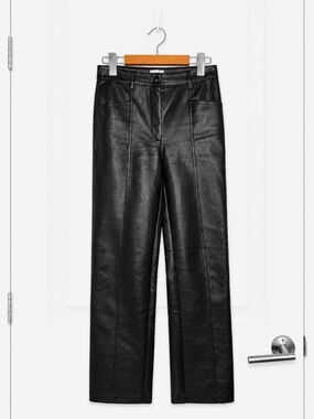 Aritzia Wilfred Black Faux Leather Straight Leg Pants